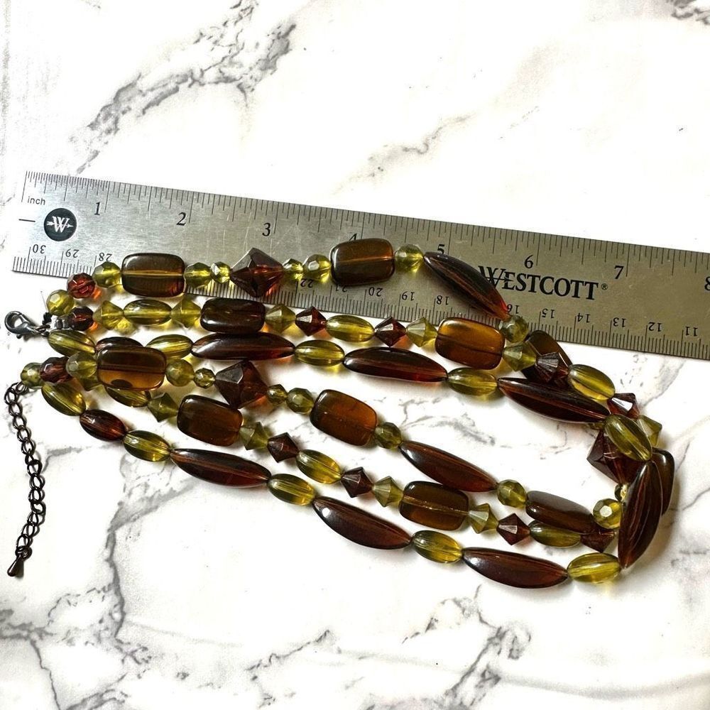 Green and brown multi strand necklace - Picture 7 of 8
